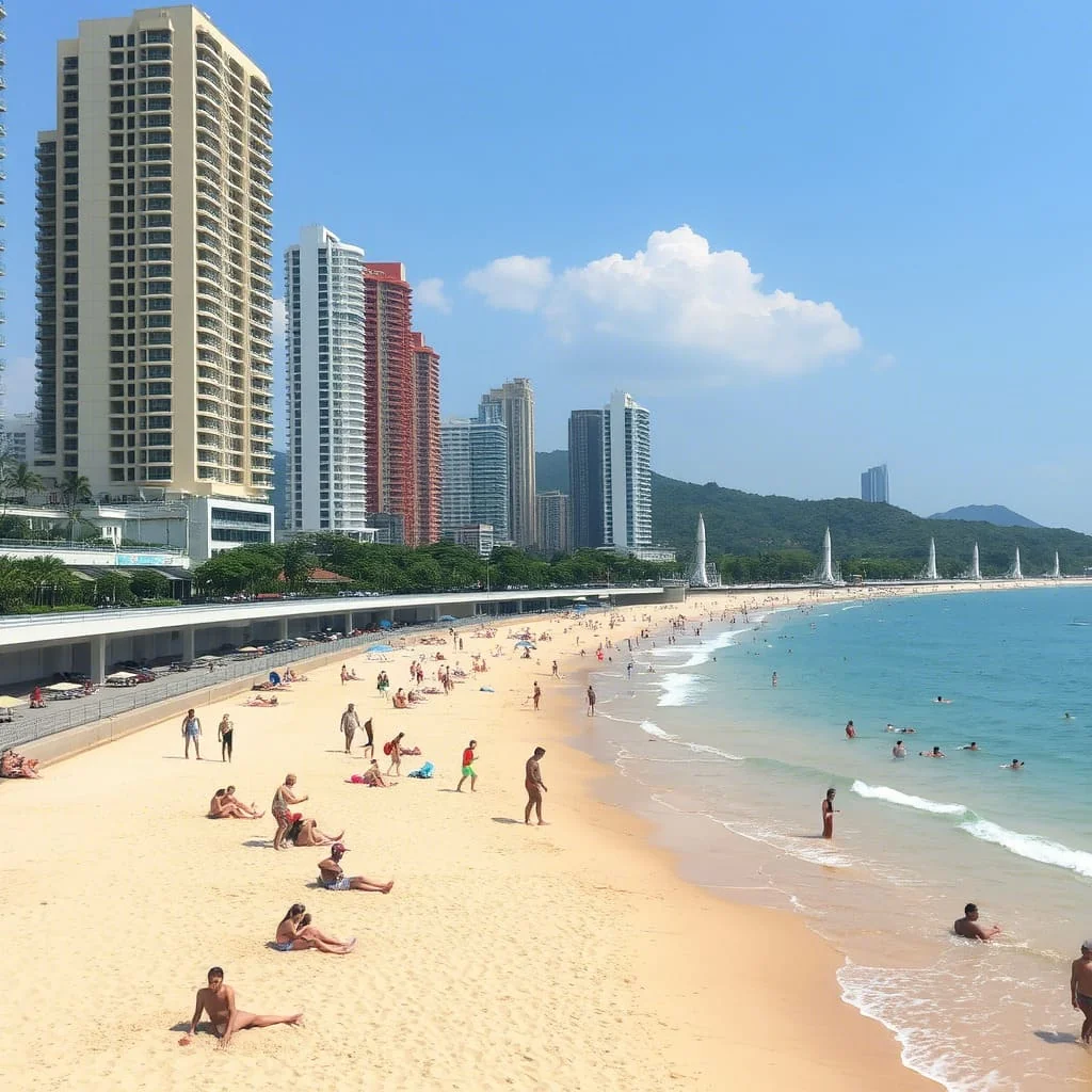 Городской пляж в северном районе Нячанга